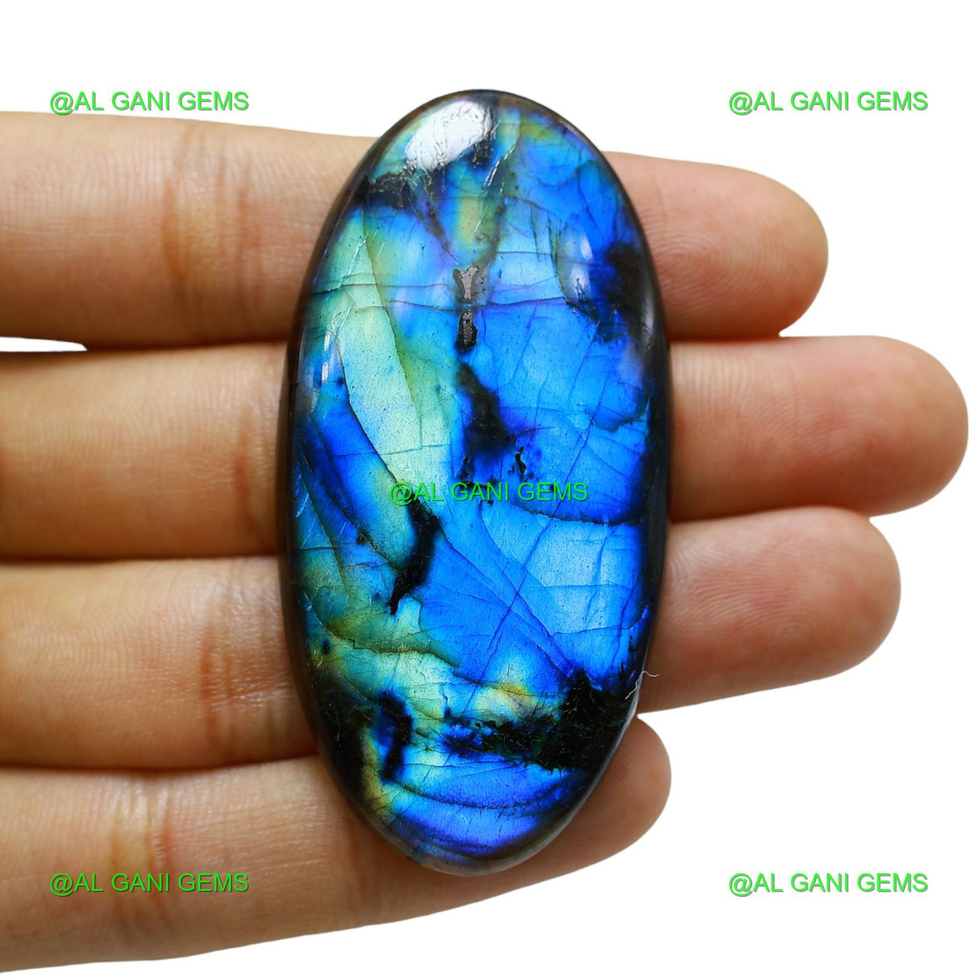 111.00 Cts Natural Fire Labradorite Oval Cabochon Gemstone 62x31x6 mm L-8