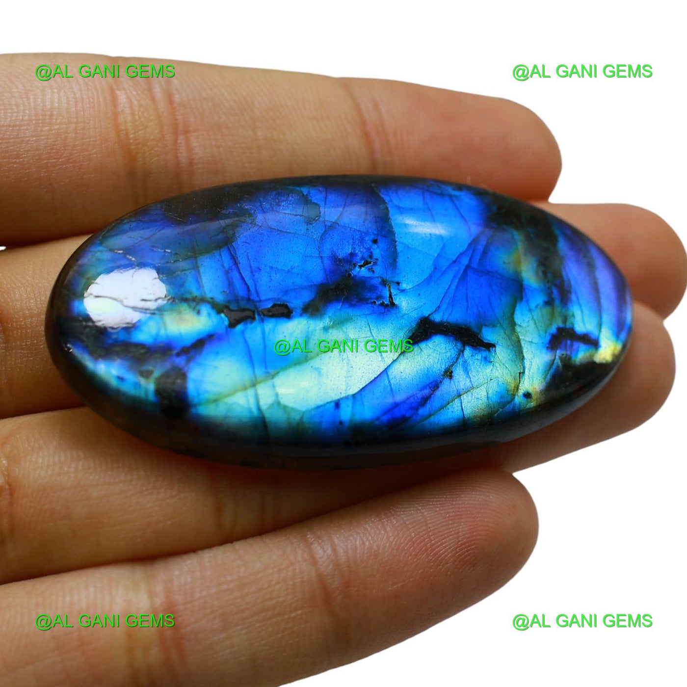 111.00 Cts Natural Fire Labradorite Oval Cabochon Gemstone 62x31x6 mm L-8