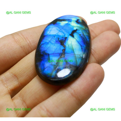 111.00 Cts Natural Fire Labradorite Oval Cabochon Gemstone 62x31x6 mm L-8