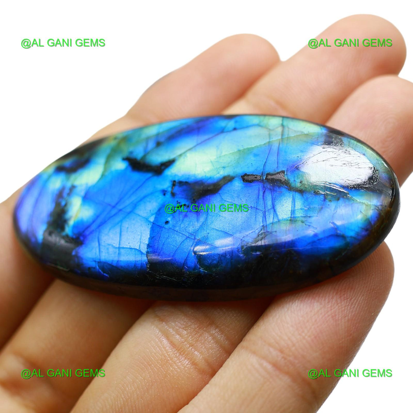 111.00 Cts Natural Fire Labradorite Oval Cabochon Gemstone 62x31x6 mm L-8