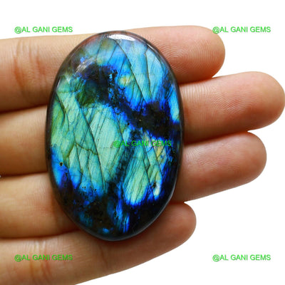 112.00 Cts Natural Fire Labradorite Oval Cabochon Gemstone 53x36x6 mm L-9