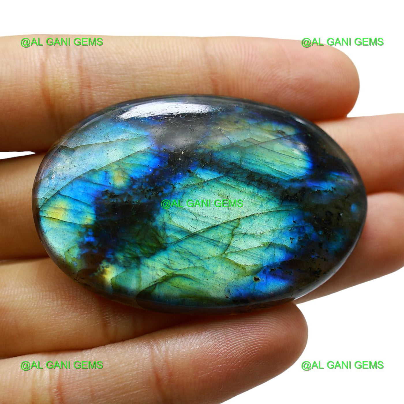 112.00 Cts Natural Fire Labradorite Oval Cabochon Gemstone 53x36x6 mm L-9