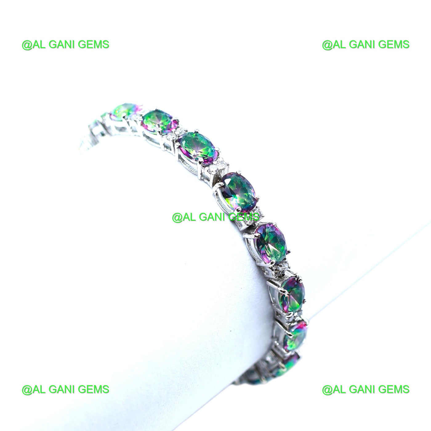 Natural Mystic Topaz Gemstone Drop/Dangle Multicolor Bracelet 925 Silver SB-10