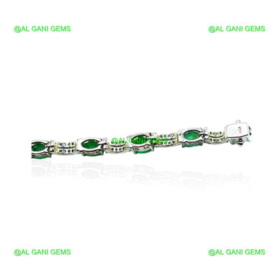 Gift For Her 925 Silver Natural Emerald Gemstone Drop/Dangle Bracelet SB-13