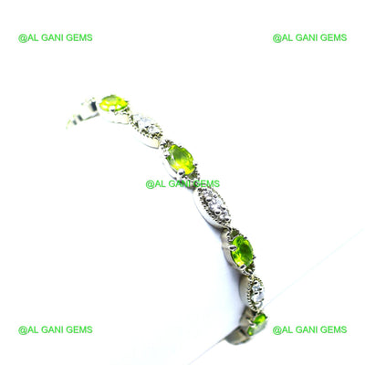 Natural Peridot Gemstone Drop/Dangle Bracelet 925 Silver For Girls SB-15