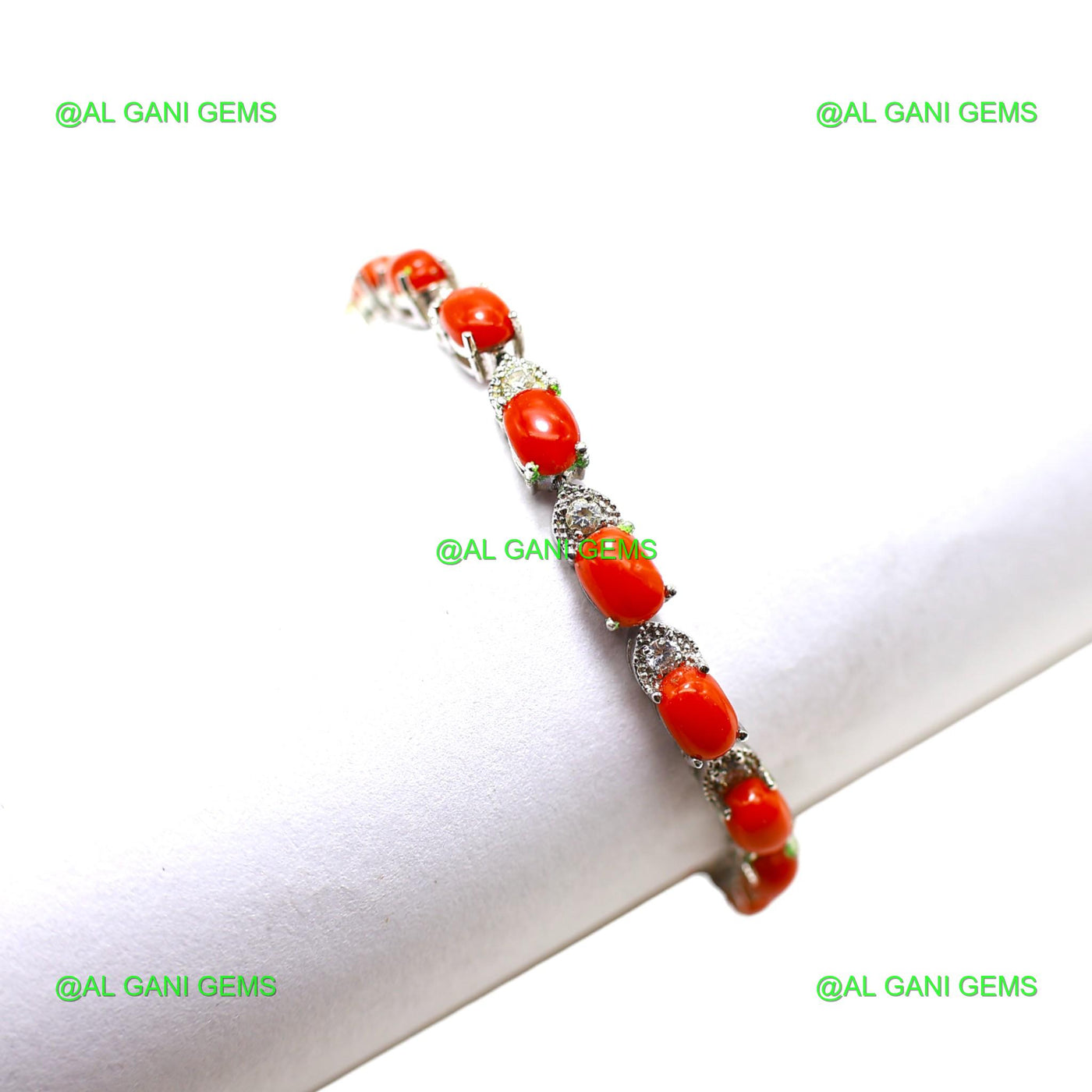 Natural Coral Gemstone Drop/Dangle Bracelet 925 Silver For Girls SB-1