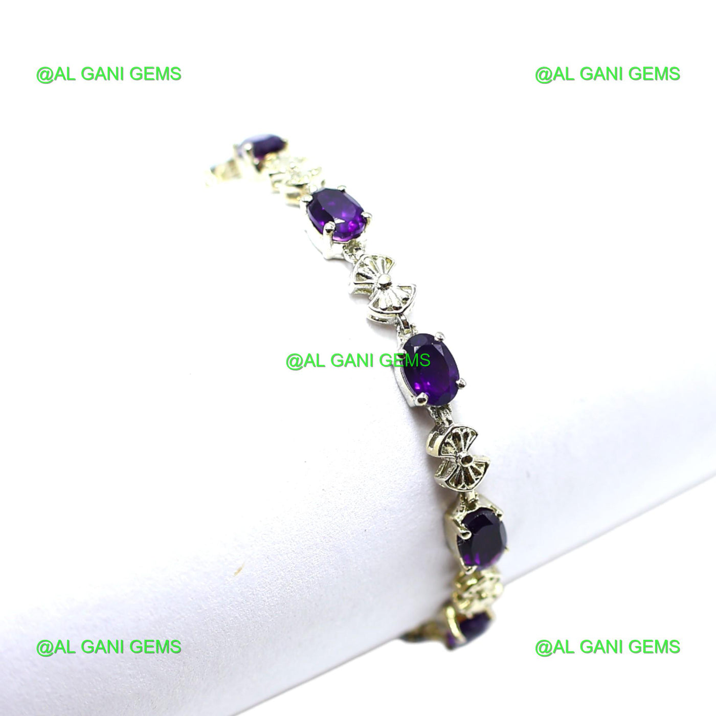 Natural Amethyst Gemstone 925 Silver Drop/Dangle Bracelet For Women SB-3