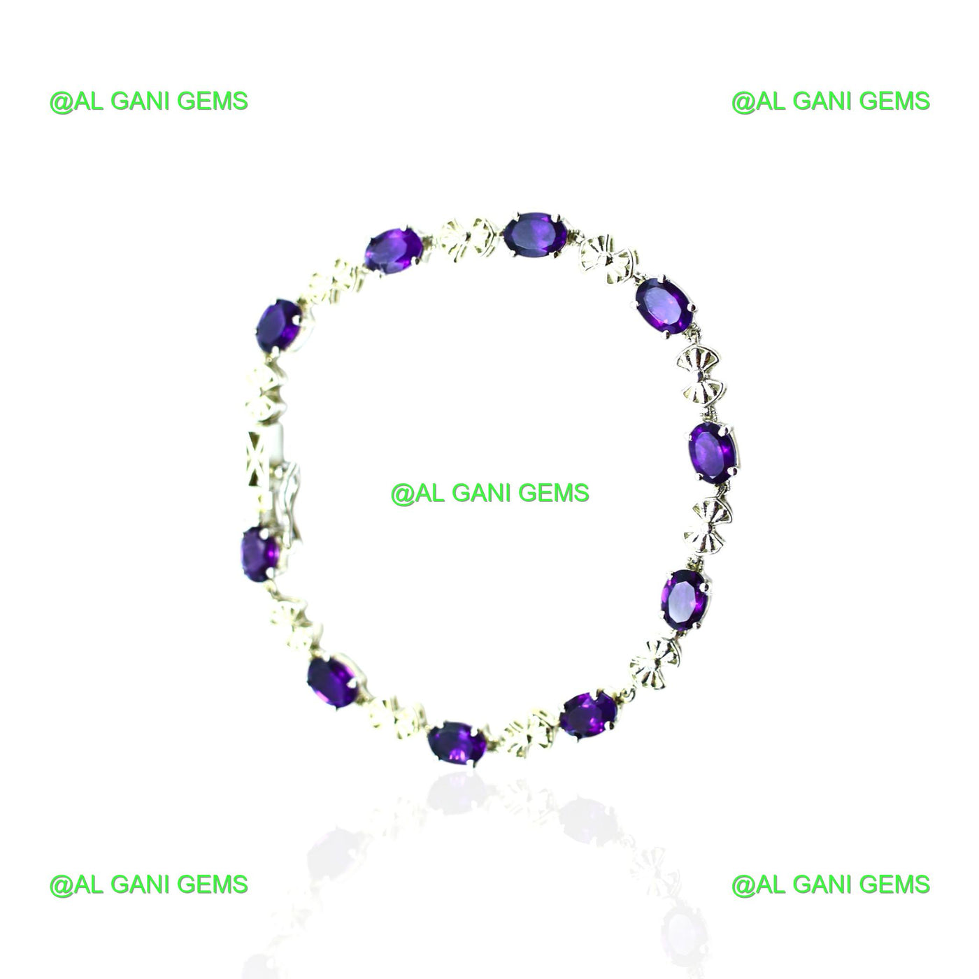 Natural Amethyst Gemstone 925 Silver Drop/Dangle Bracelet For Women SB-3