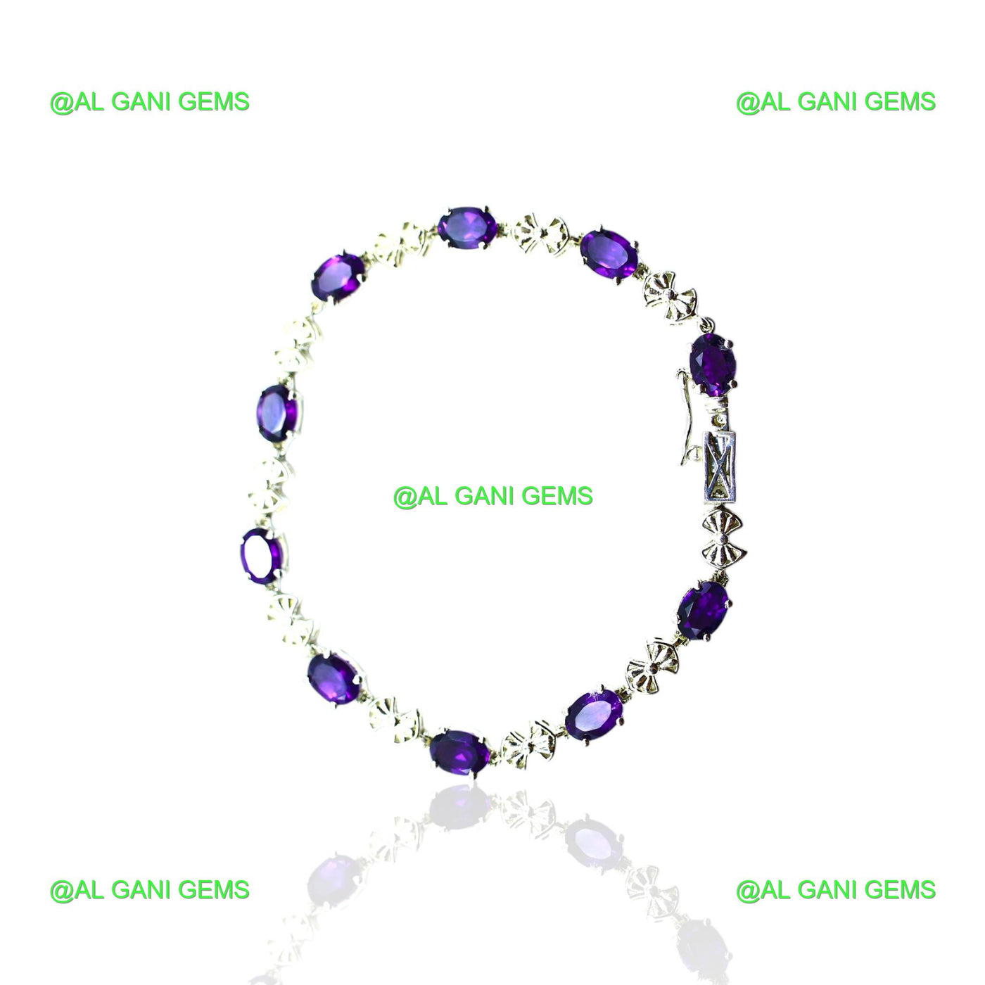 Natural Amethyst Gemstone 925 Silver Drop/Dangle Bracelet For Women SB-3