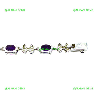 Natural Amethyst Gemstone 925 Silver Drop/Dangle Bracelet For Women SB-3