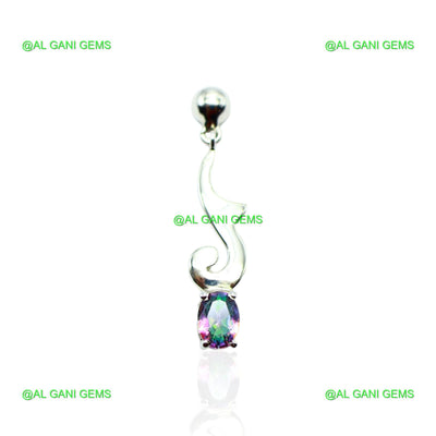 Natural Mystic Topaz Gemstone Drop & Dangle Earrings 925 Sterling Silver SE-10