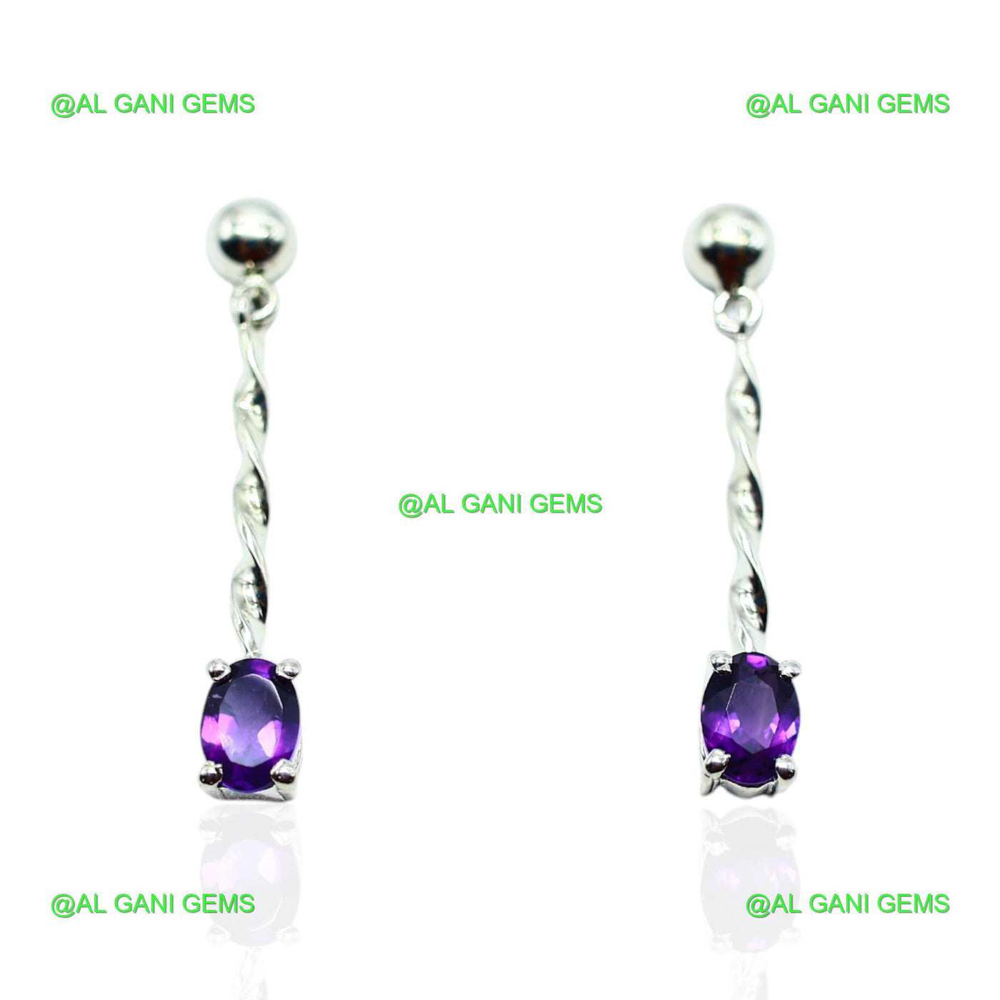 Natural Amethyst Gemstone Drop & Dangle Earrings 925 Silver For Girls SE-12