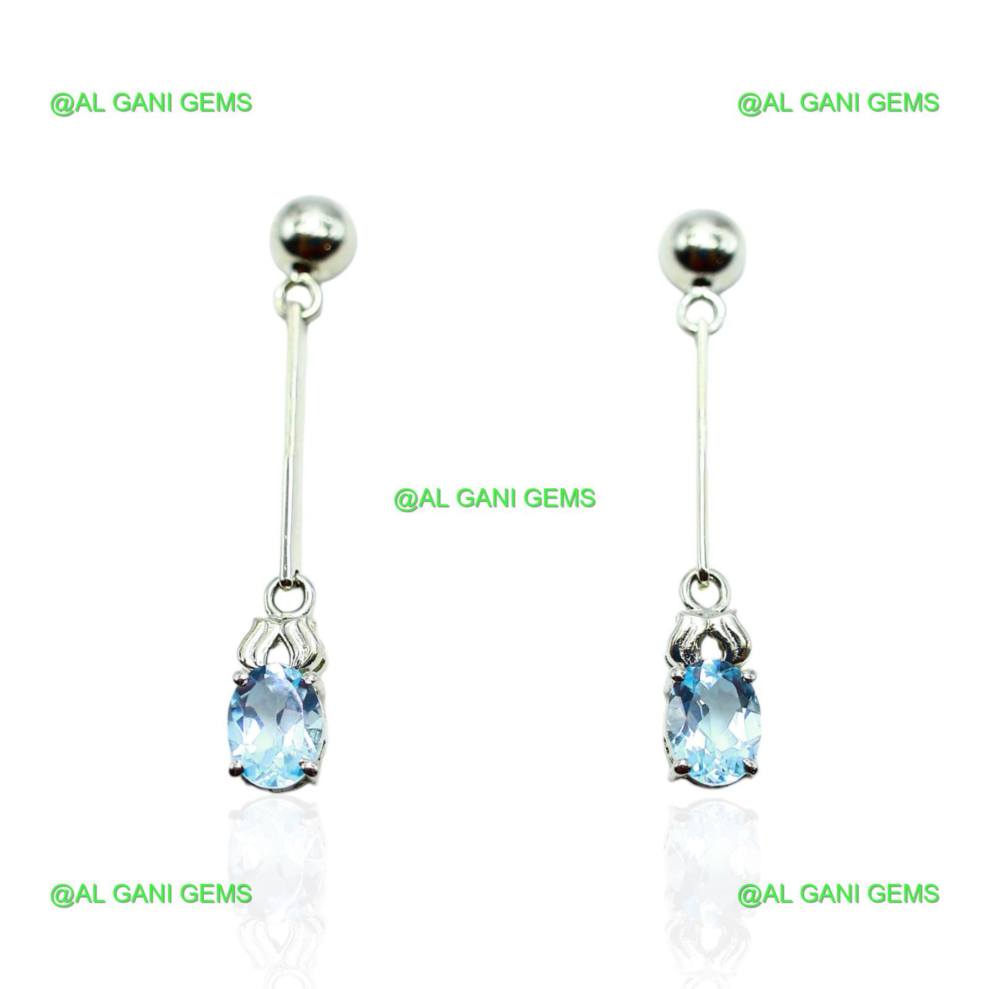 Gift For Women Drop & Dangle Earrings 925 Silver Natural Blue Topaz SE-15