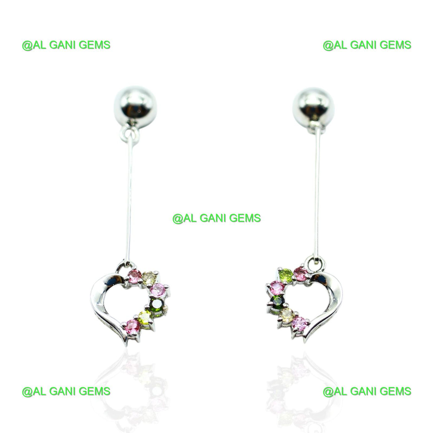 Natural Tourmaline Gemstone Drop & Dangle Earrings 925 Silver For Girls SE-23