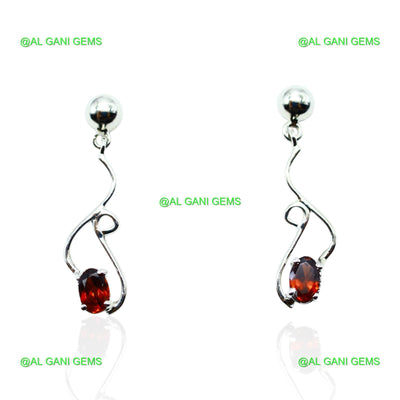 Natural Garnet Gemstone Drop & Dangle Earrings 925 Silver For Women SE-2