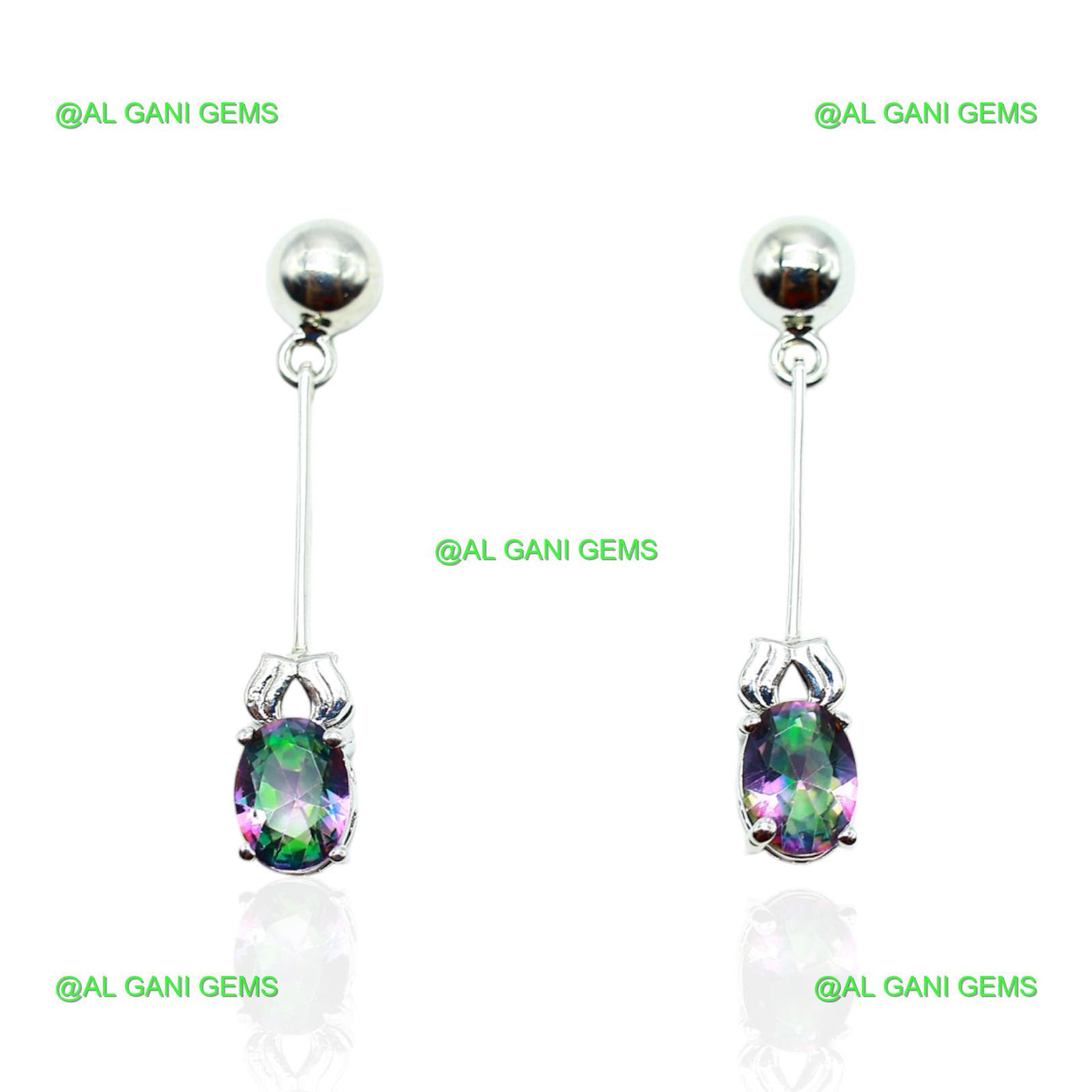 Natural Mystic Topaz Drop & Dangle Multicolor Earrings 925 Silver SE-9