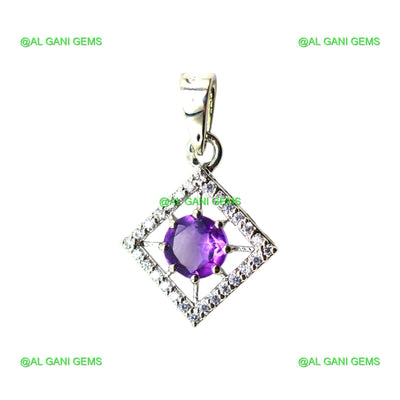 Natural Amethyst Gemstone Pendant 925 Sterling Silver Jewelry For Women SP-16