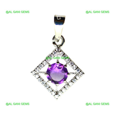 Natural Amethyst Gemstone Pendant 925 Sterling Silver Jewelry For Women SP-16