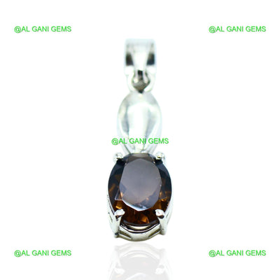 Natural Smokey Topaz Gemstone Pendant 925 Sterling Silver For Women SP-21