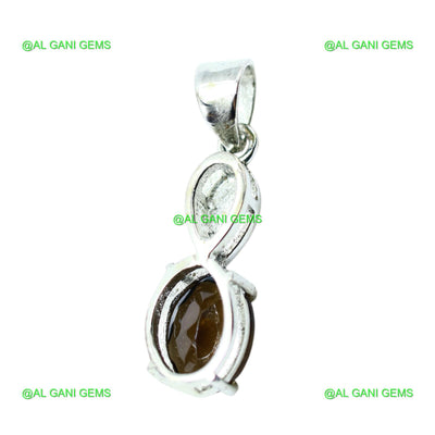 Natural Smokey Topaz Gemstone Pendant 925 Sterling Silver For Women SP-21