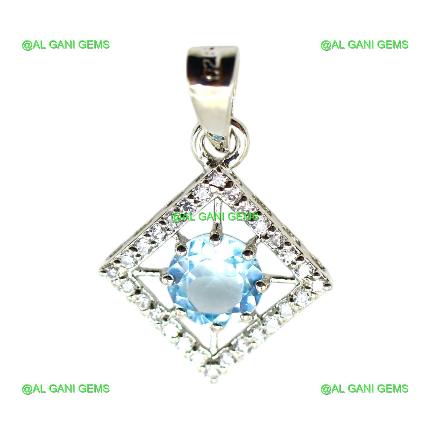 Gift For Her 925 Sterling Silver Natural Blue Topaz Gemstone Pendant SP-22