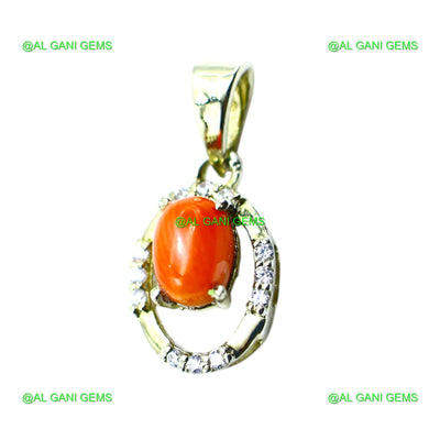 Wedding Gift For Her 925 Sterling Silver Natural Coral Gemstone Pendant SP-23