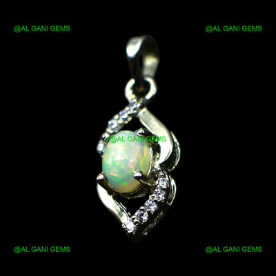 Natural Opal Gemstone Pendant 925 Sterling Silver Jewelry For Girls SP-26