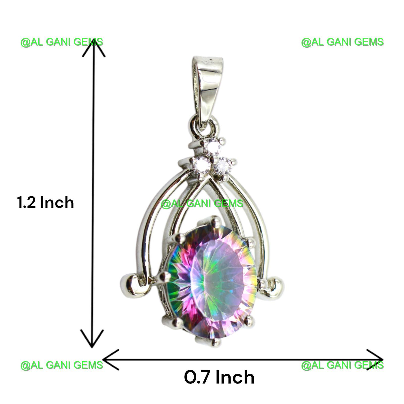 Anniversary Gift For Her Natural Mystic Topaz Pendant 925 Silver SP-3