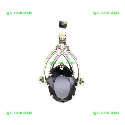 Anniversary Gift For Her Natural Black Spinal Pendant 925 Silver SP-4