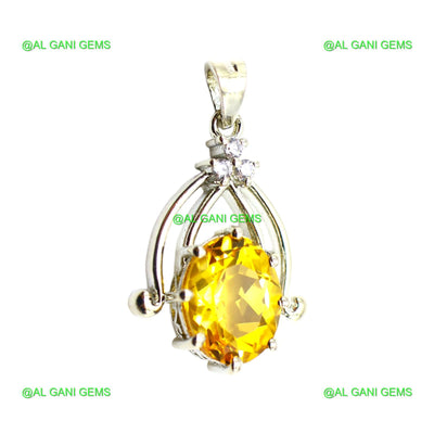 Birthday Gift For Her Natural Citrine Gemstone Pendant 925 Silver SP-5