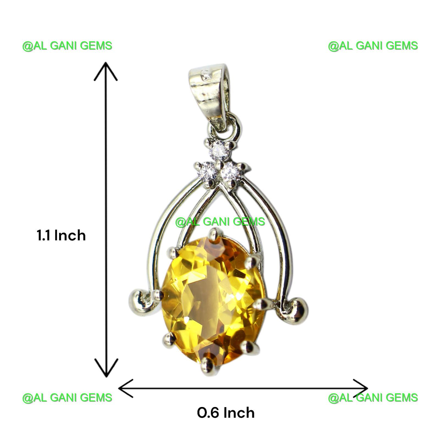 Birthday Gift For Her Natural Citrine Gemstone Pendant 925 Silver SP-5