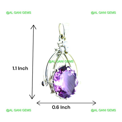 Natural Amethyst Gemstone Jewelry 925 Sterling Silver Pendant For Girls SP-6