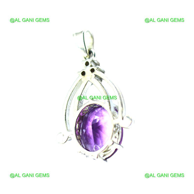 Natural Amethyst Gemstone Jewelry 925 Sterling Silver Pendant For Girls SP-6