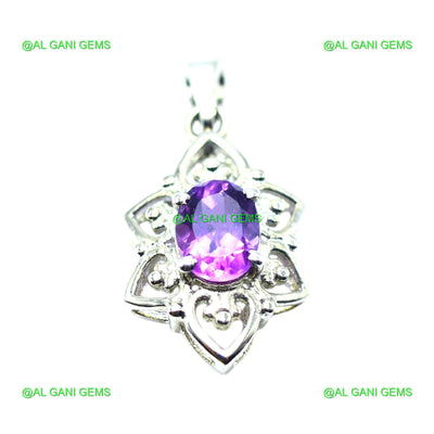 Wedding Gift For Her 925 Silver Natural Amethyst Gemstone Pendant SP-8