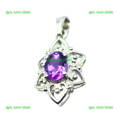 Wedding Gift For Her 925 Silver Natural Amethyst Gemstone Pendant SP-8