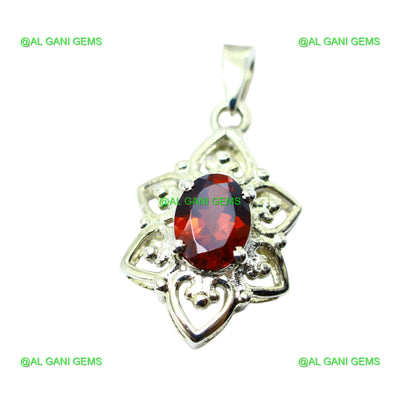 Wedding Gift For Her 925 Sterling Silver Natural Garnet Gemstone Pendant SP-9