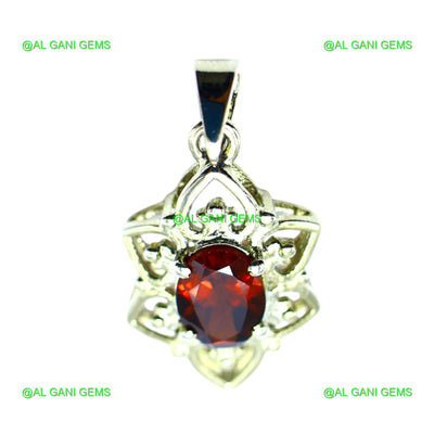 Wedding Gift For Her 925 Sterling Silver Natural Garnet Gemstone Pendant SP-9