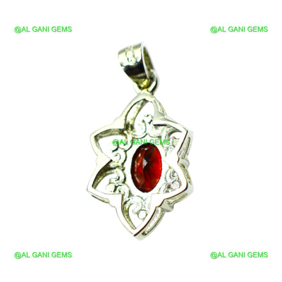 Wedding Gift For Her 925 Sterling Silver Natural Garnet Gemstone Pendant SP-9